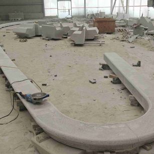 抚州 芝麻白花岗岩弧形花坛石，坐凳石