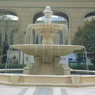 抚州 黄金麻花岗岩异型加工——户外庭院石雕流水喷泉