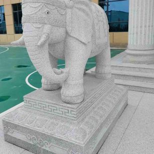 抚州 白麻花岗岩动物异形石雕-大象