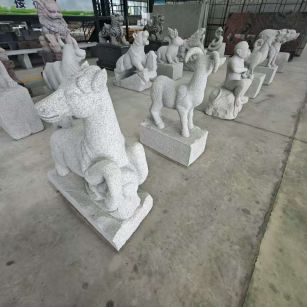 抚州 芝麻白花岗岩造型立体雕刻——十二生肖
