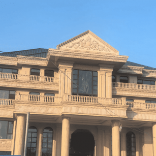 抚州黄金麻别墅外墙干挂石材效果示例