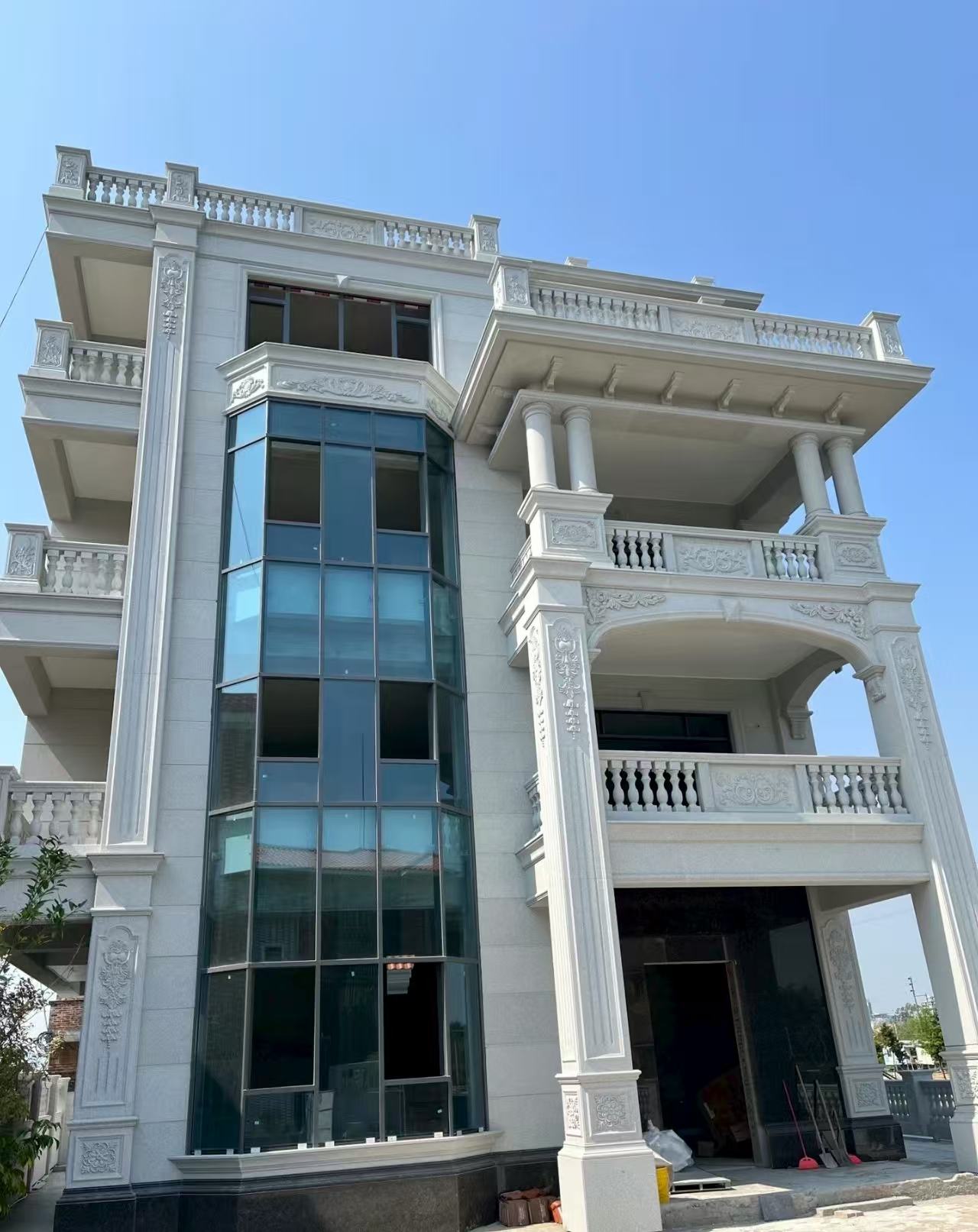 抚州 白麻花岗岩别墅外墙干挂效果展示