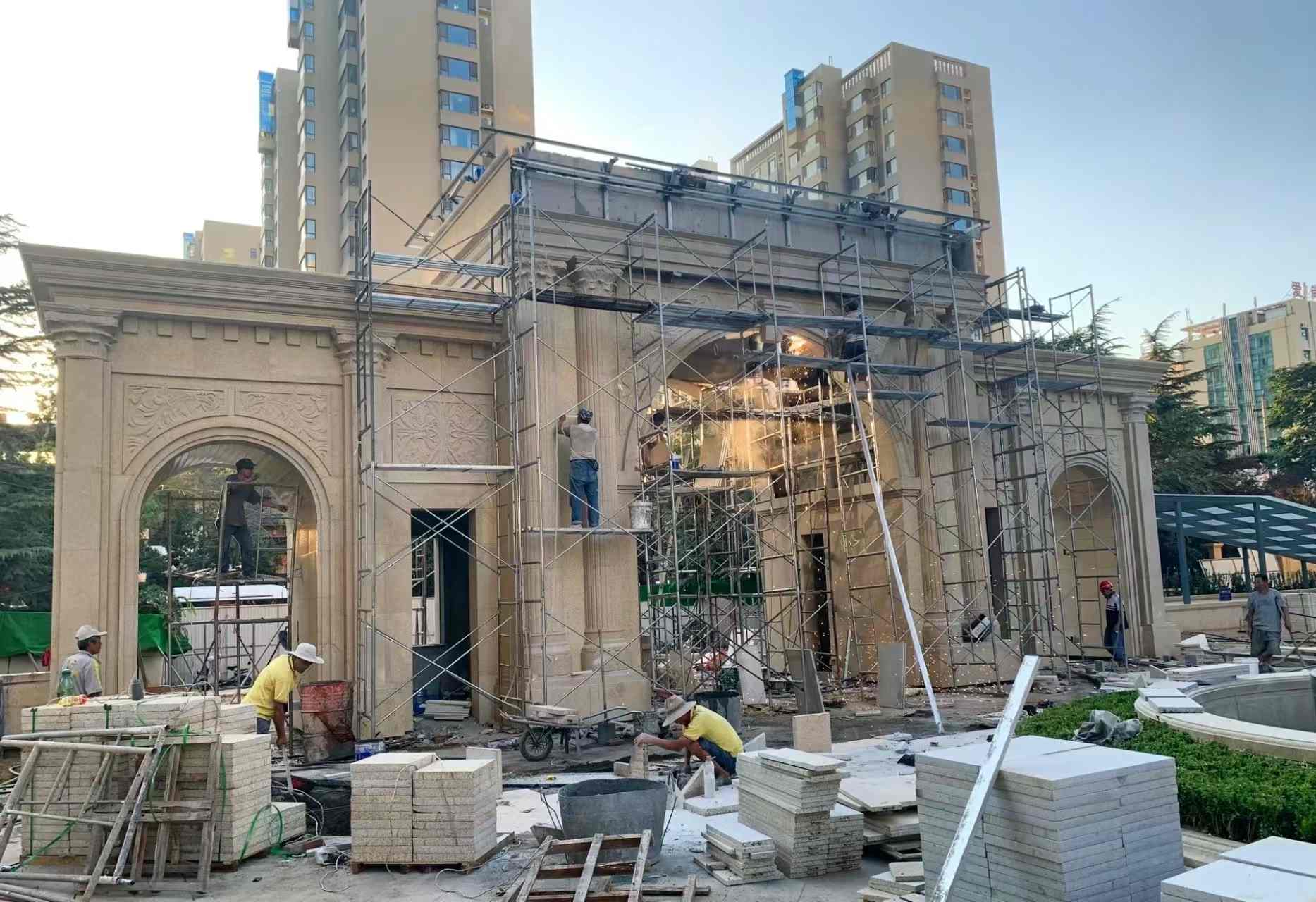 抚州 黄金麻荔枝面花岗岩小区门楼外墙干挂