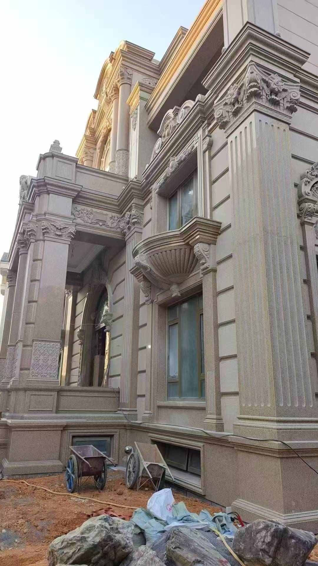 抚州 黄金麻花岗岩光面别墅外墙干挂施工完成